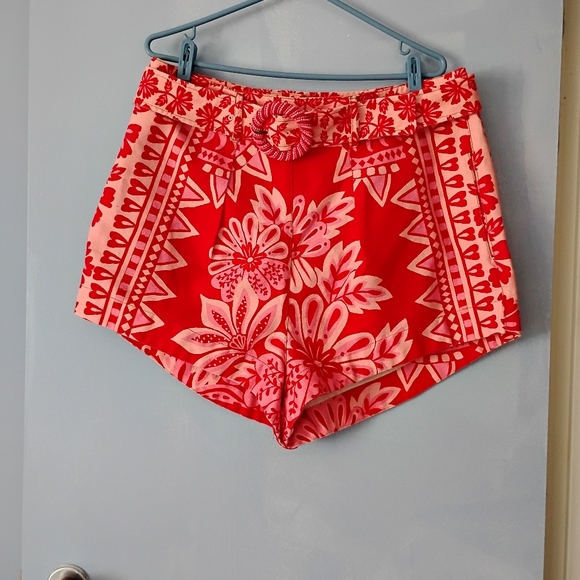 Farm Rio Red Belted Shorts 33 - Picture 5 of 12